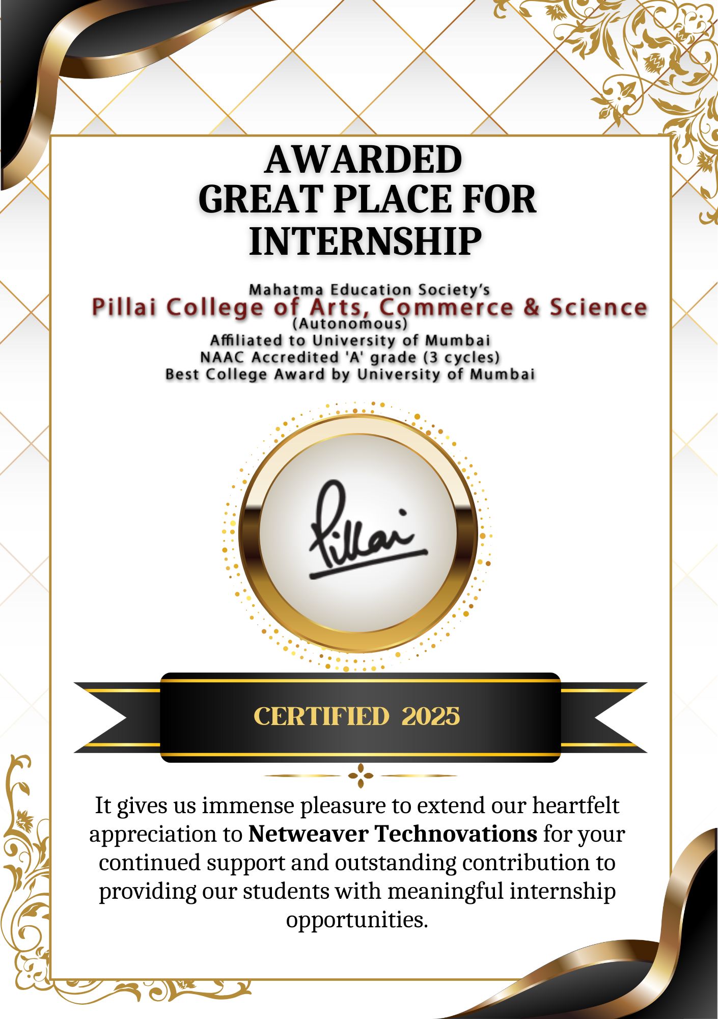 Internship Certificate
